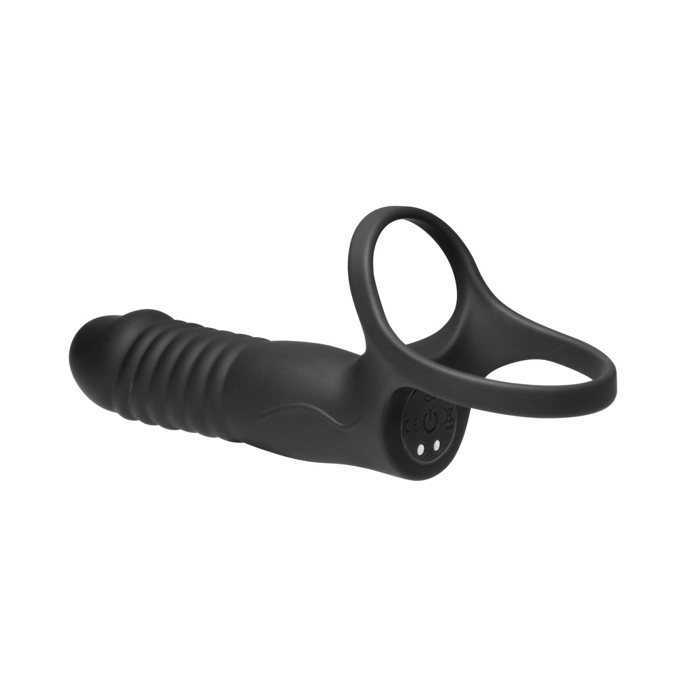 JOCK Enhancers Double Thrust Thrusting & Vibrating Double Penetration C-Ring w/ Remote