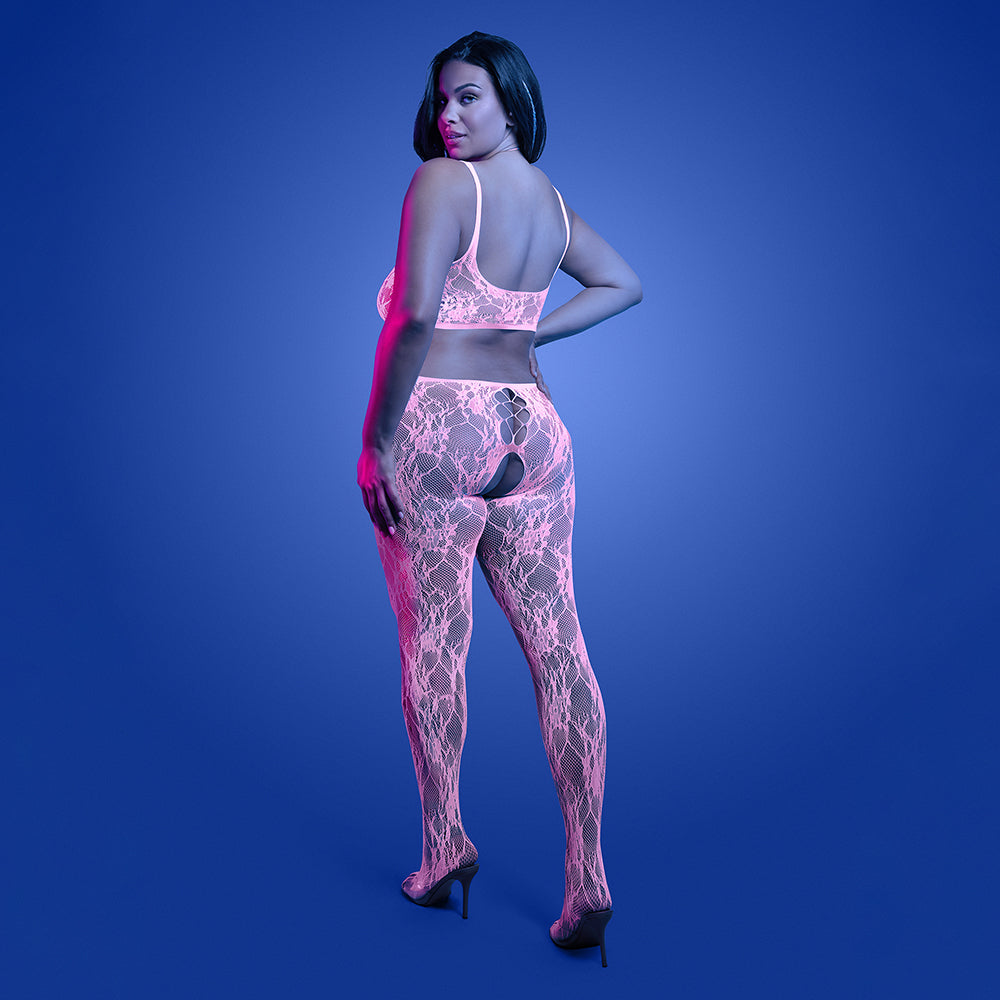 Fantasy Lingerie Glow Equilibrium Glow-in-the-Dark Crotchless Bodystocking Queen Size