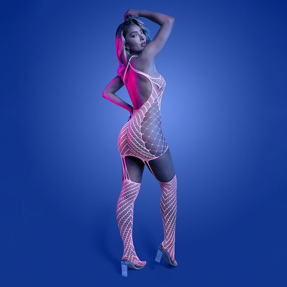 Fantasy Lingerie Glow Metamorphic Glow-in-the-Dark Bodystocking Dress O/S