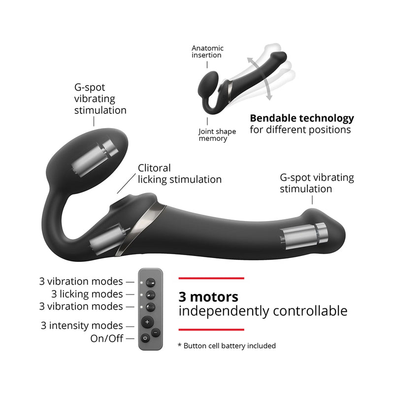 Strap-On-Me Multi Orgasm Bendable Strapless Strap-On Black Small