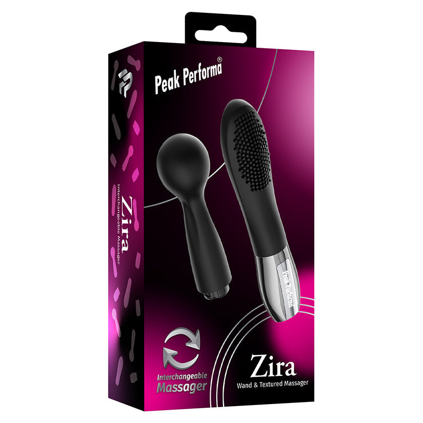 Peak Performa Zira Wand & Textured Interchangeable Massager Black